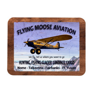 Imán Rótulo de Aviación Vintage Flying Moose