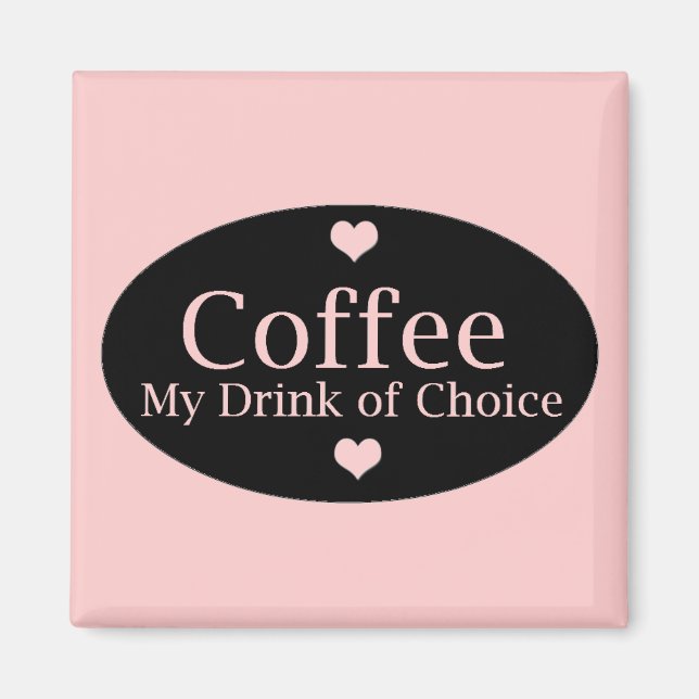 Imán Rótulo de café en rosa y negro (Frente)
