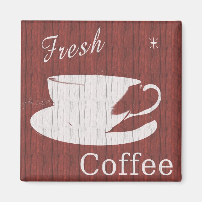 Imán Rótulo de café fresco meteorológico - Rojo (Frente)