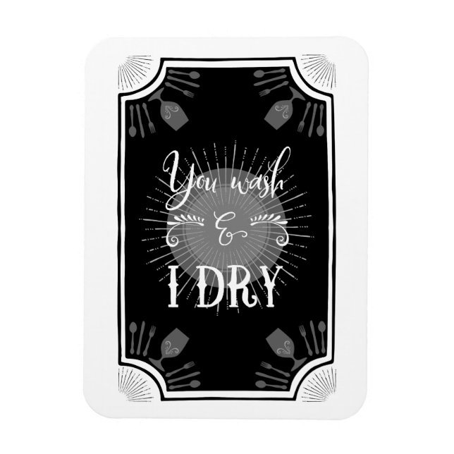 Imán Rótulo de cocina antigua - Lavas y me secamos (Vertical)