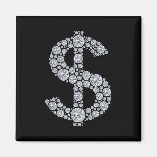Imán Rótulo de dólar del diamante Bling