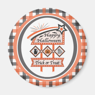 Imán Rótulo de Halloween retro vintage - Trick o trenza