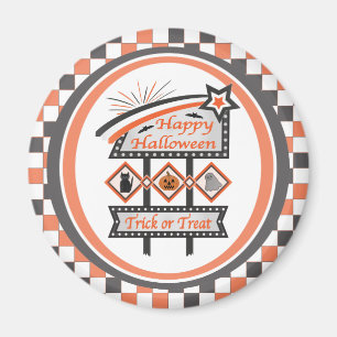 Imán Rótulo de Halloween retro vintage - Trick o trenza