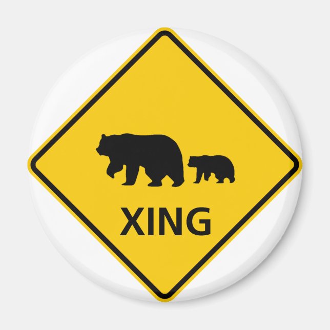 Imán Rótulo de la autopista Bear Crossing (Frente)