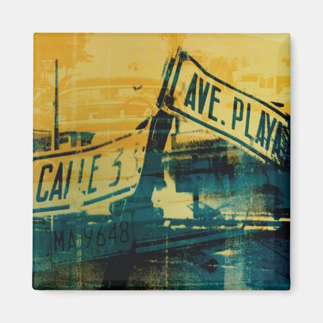 Imán Rótulo de la calle verde y amarilla (Frente)