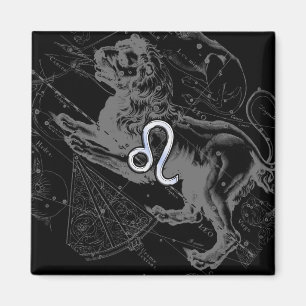 Imán Rótulo de Leo Zodiac cromado estilo León en Heveli