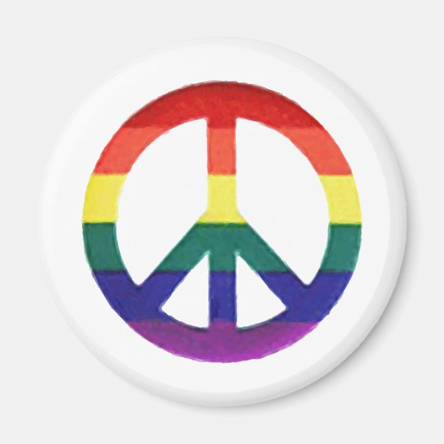 Imán Rótulo de paz arcoiris (Frente)