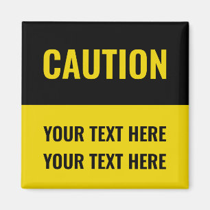 Imán Rótulo de precaución personalizado amarillo negr