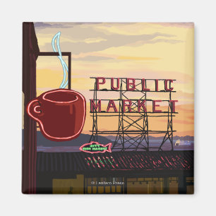 Imán Rótulo del mercado del lugar de SeattlePike y