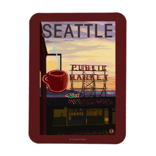 Imán Rótulo del mercado del lugar de SeattlePike y