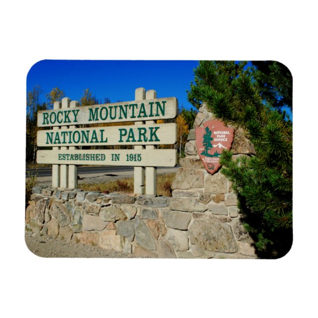 Imán Rótulo del Parque Nacional de las Montañas Rocosas (Horizontal)