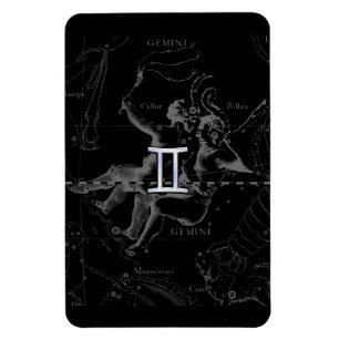 Imán Rótulo Gemini Zodiac de estilo cromado en Hevelius