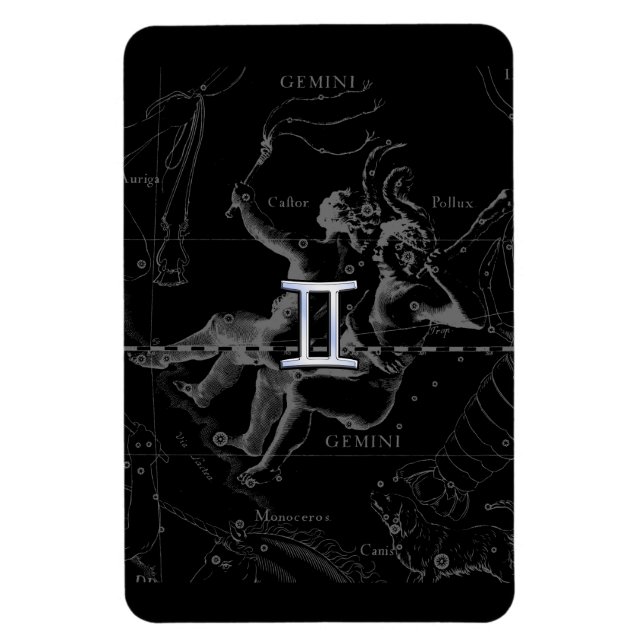 Imán Rótulo Gemini Zodiac de estilo cromado en Hevelius (Vertical)