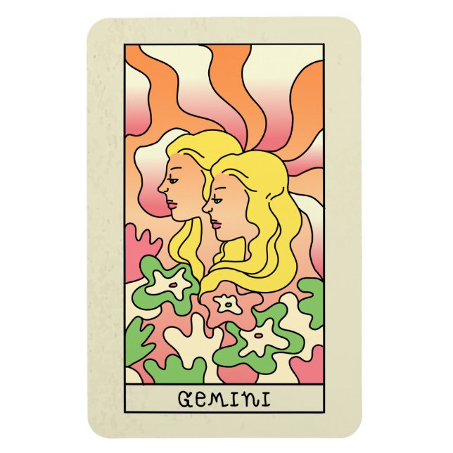 Imán Rótulo Gemini Zodiac Resumen Art Vintage (Vertical)