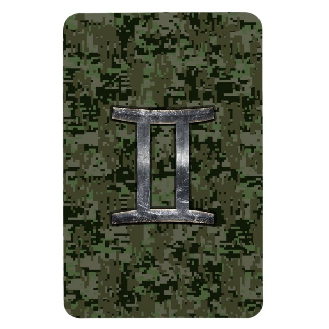 Imán Rótulo Gemini Zodiac sobre el Camo Digital Verde (Vertical)