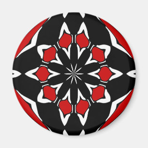 Imán Rótulo hexagonal rojo negro