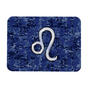 Imán Rótulo Leo Zodiac en Camuflaje Digital Azul