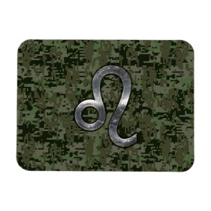 Imán Rótulo Leo Zodiac en el Camuflaje Digital Verde