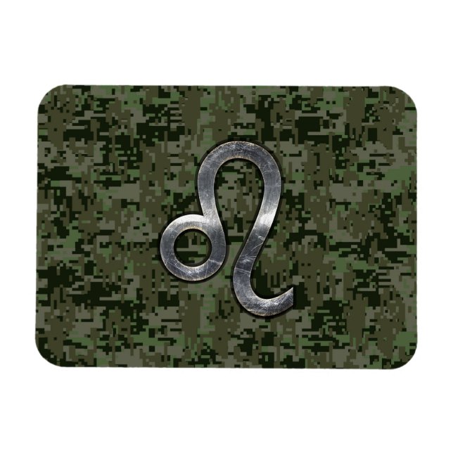 Imán Rótulo Leo Zodiac en el Camuflaje Digital Verde (Horizontal)