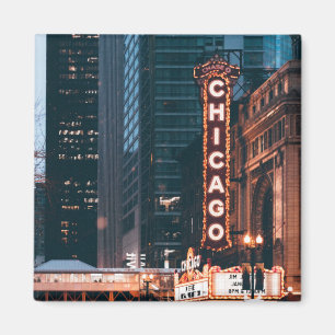 Imán Rótulo Neon de Chicago de noche