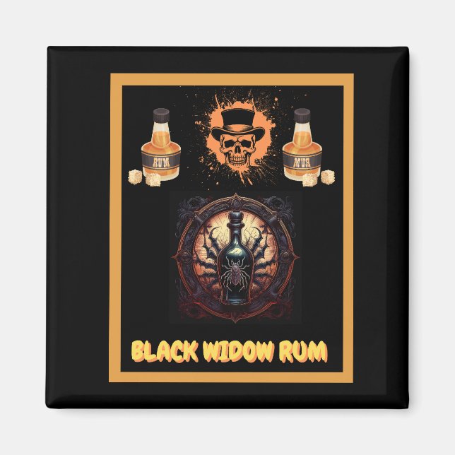 Imán Rótulo publicitario metalizado para el ron negro v (Frente)