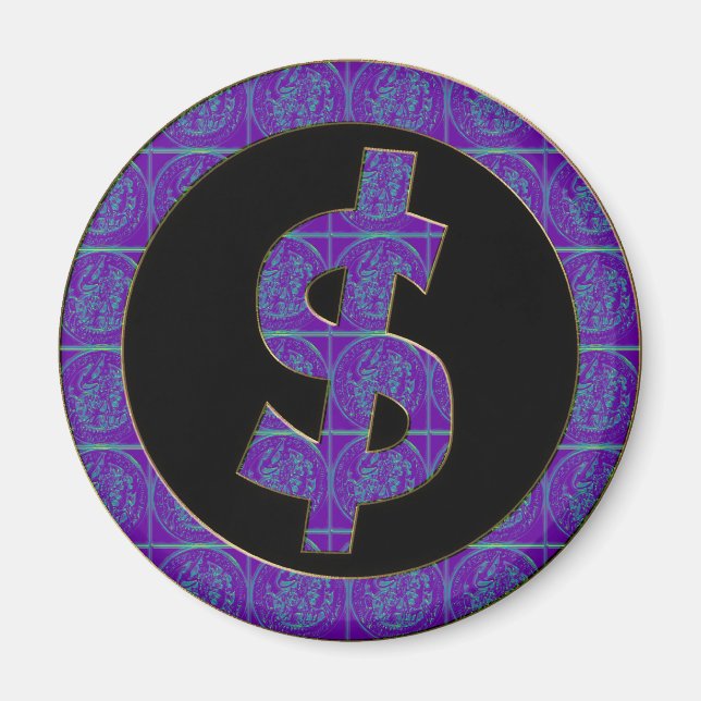 Imán Rótulo PURPLE RETRO DOLLAR (Frente)