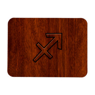 Imán Rótulo Sagittarius Zodiac en estilo caoba