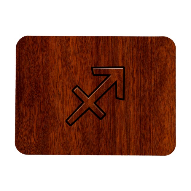Imán Rótulo Sagittarius Zodiac en estilo caoba (Horizontal)