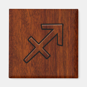 Imán Rótulo Sagittarius Zodiac moderno en estilo caoba