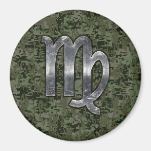 Imán Rótulo Virgo Zodiac en Camo Digital Verde