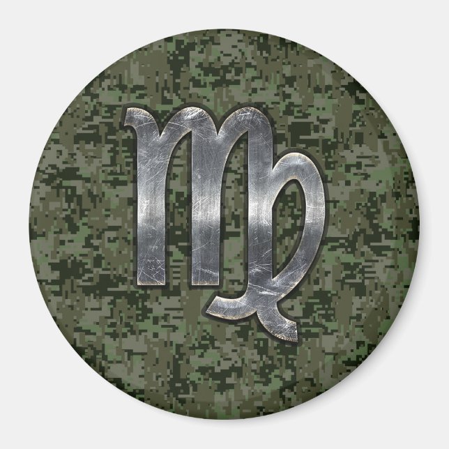 Imán Rótulo Virgo Zodiac en Camo Digital Verde (Frente)
