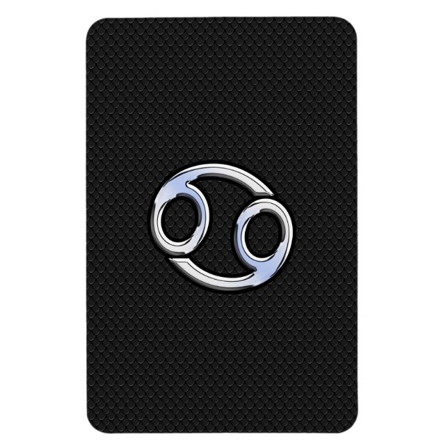 Imán Rótulo Zodiac cromado como el cáncer en negro (Vertical)