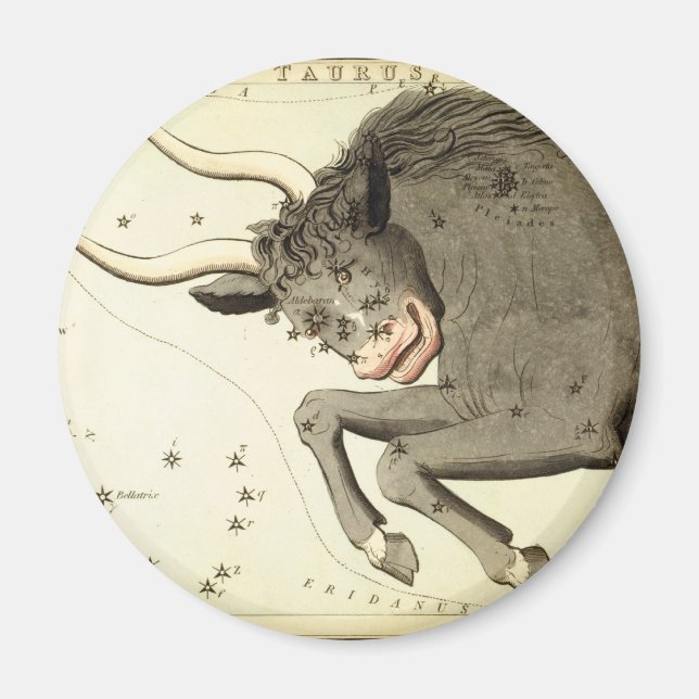 Imán Rótulo zodiaco: imanes de Taurus (Frente)