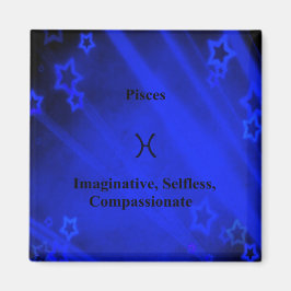 Imán Rótulo Zodiaco: Piscis 2 Pulgadas Magnet cuadrado