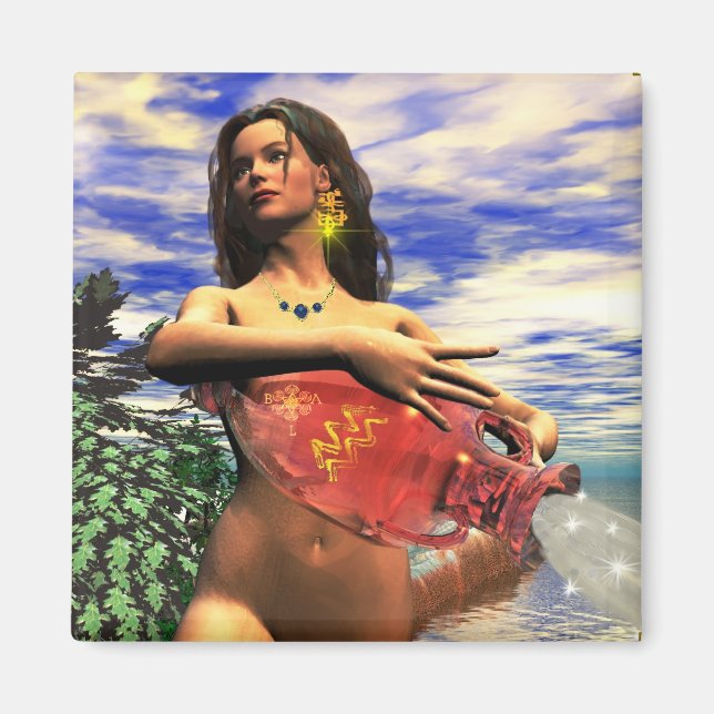 Imán Rótulos DE CUMPLEAÑOS DE ZODIAC / AQUARIUS (Frente)