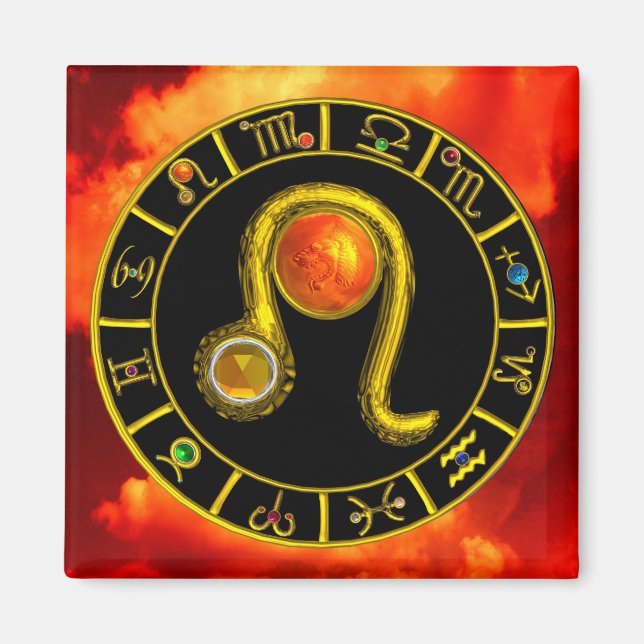 IMÁN RÓTULOS DE CUMPLEAÑOS LEO / ZODIAC (Frente)