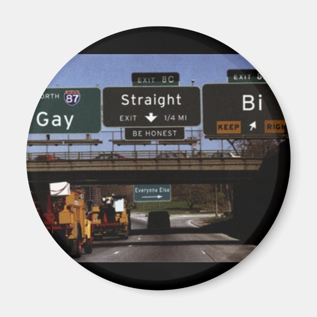 Imán Rótulos Gay/Straight/Bi Road (Frente)