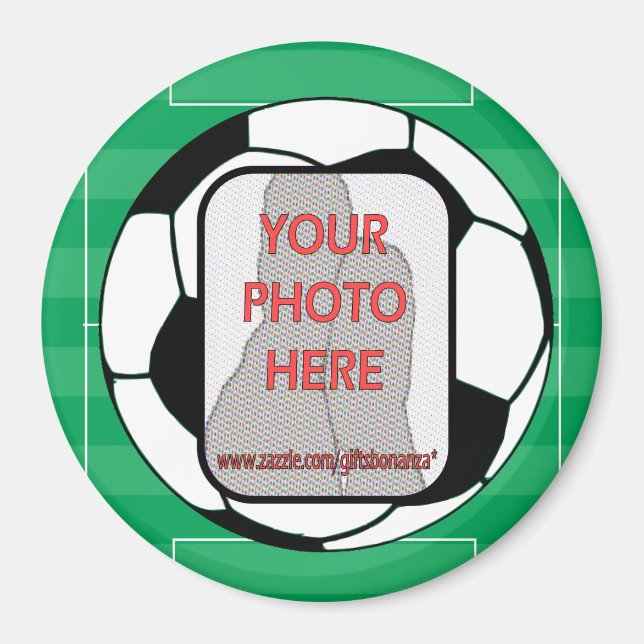 Imán Round Customizable photo soccer ball magnets (Frente)