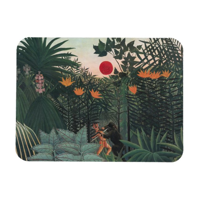 Imán Rousseau - Paisaje Tropical, Indio y Gorila (Horizontal)