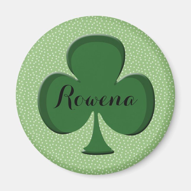 Imán Rowena Irlandés Shamrock Round Name Magnet | Edita (Frente)