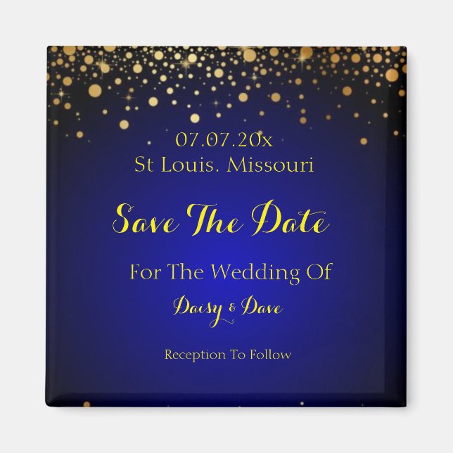 Imán Royal Blue Save The Date Magnet (Frente)