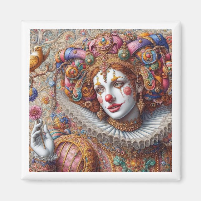 Imán "Royal Harlequin Elegance - Magnet artístico" (Frente)