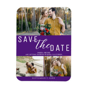 Imán Royal Purple Save the Date Boda 3 Fotos