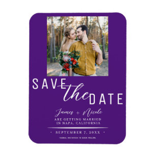 Imán Royal Purple Save the Date Photo Boda