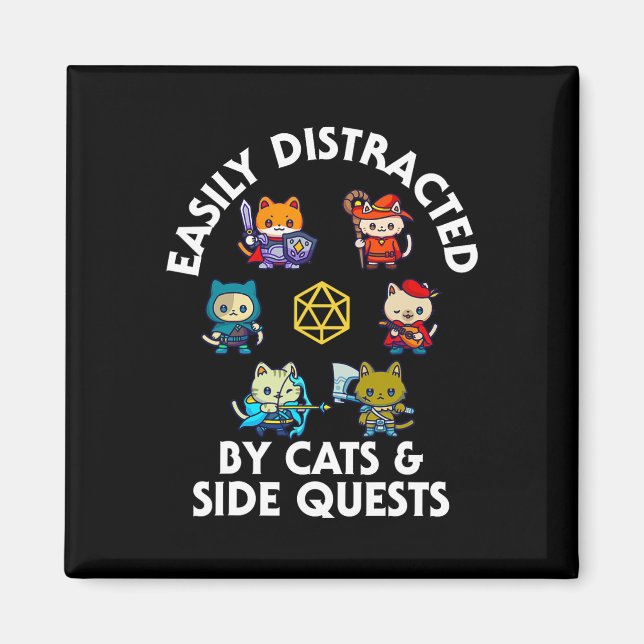 Imán Rpg Gamer Cats Side Quest Funny Nerd Adhd Cat Men  (Frente)
