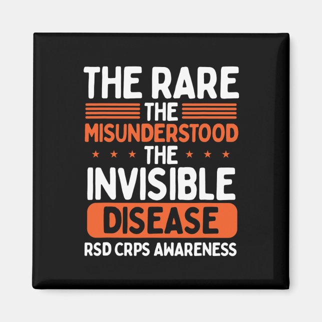 Imán RSD CRPS Warrior Naranja Ribbon Enfermedad Invisib (Frente)