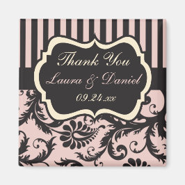 Imán Rubor Pink, Cream, Gray Damask Wedding Favor