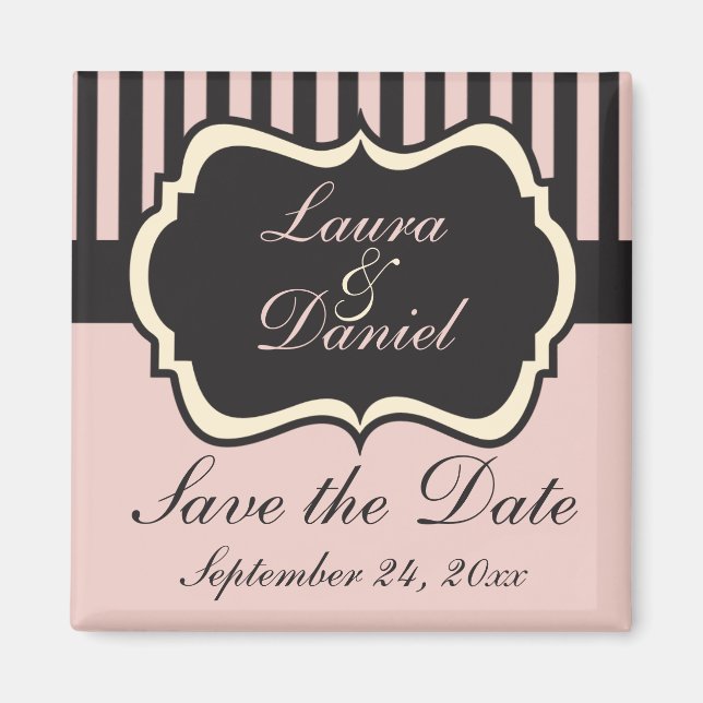 Imán Rubor Pink, Cream, Gray Save the Date Magnet (Frente)