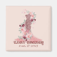 Rubor Pink Floral Girly Quinceanera Party Favor