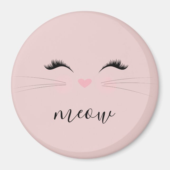 Imán Rubor PInk Meow Whiskers Kitty (Frente)